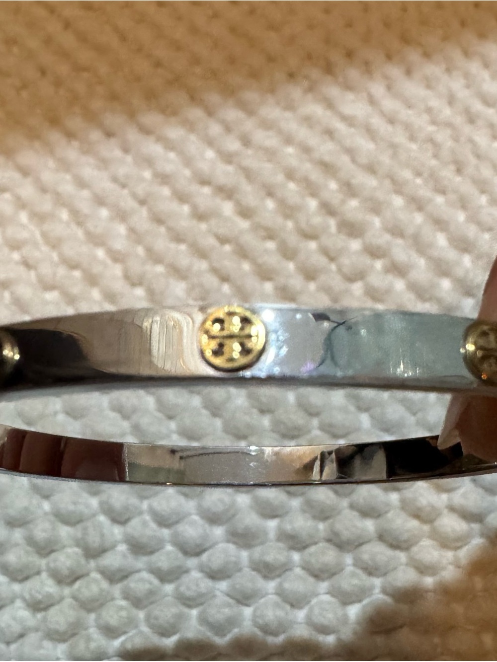 Tory Burch Silver-Tone Logo Bangle Bracelet - Picture 4 of 7